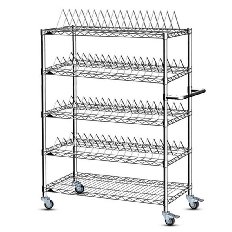 Heavy Duty Chrome ESD Antistatische SMD Reel Frame Wire Shelf Trolley voor magazijnopslag